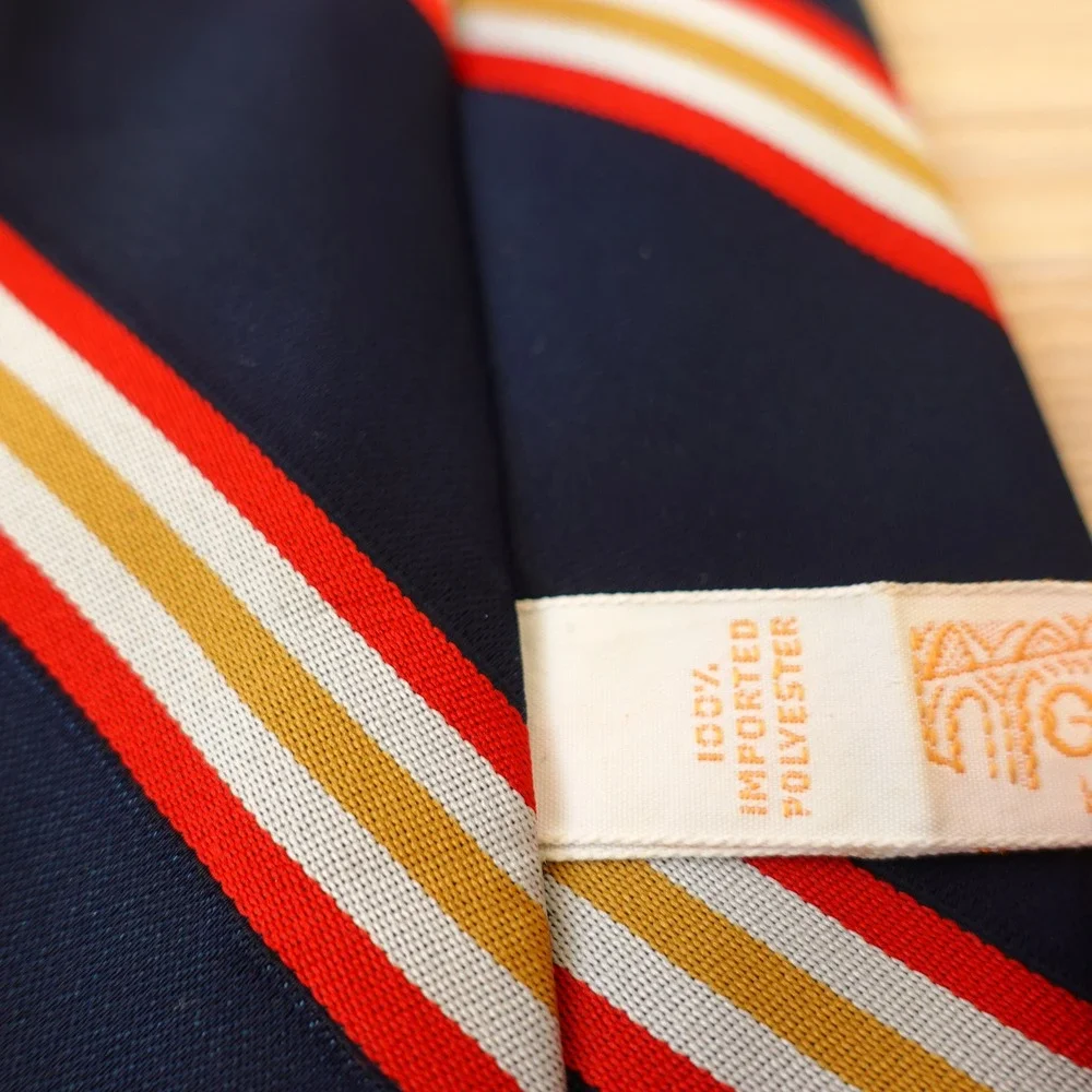 Vintage Repp Stripe Neck Tie Mens Navy Blue Ivy Crest Regimental GRENADA Excello